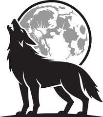 wolf howling at the moon on white backgrond 