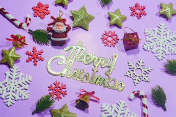 Elegant Christmas background with pink and gold decorations, including baubles, stars, and wrapped gifts. Perfect for festive holiday themes, greeting cards, and seasonal promotions