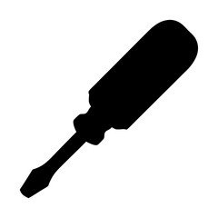 Isolated silhouette of a common flathead screwdriver against a white background