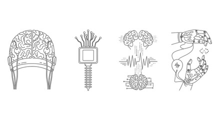 Fototapeta premium Abstract line art collection representing technology science and innovation concepts vector