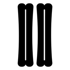 A minimalist monochrome representation of two skis designed for snow sports