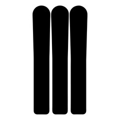 Monochrome abstract illustration featuring three vertical black shapes on a white background