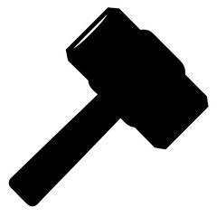 Black silhouette illustration of a mallet tool against a white background