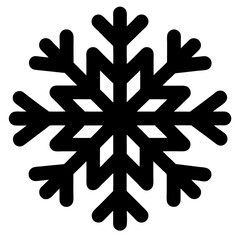 Black stylized snowflake with rounded edges on a white background creates winter