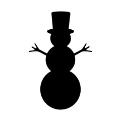 Silhouette of a snowman wearing a top hat with stick arms