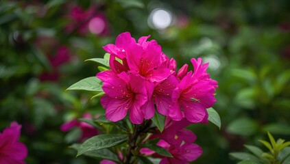 Obraz premium Bright Magenta Azalea Blossoms, showcasing seasonal beauty