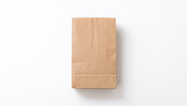 Brown Paper Bag on White Background, Eco-Friendly Packaging