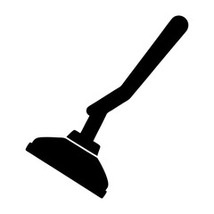Simple silhouette illustration of a sink plunger with a black handle