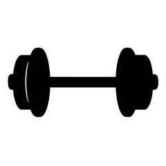 Black silhouette of a weightlifting dumbbell for strength and fitness training
