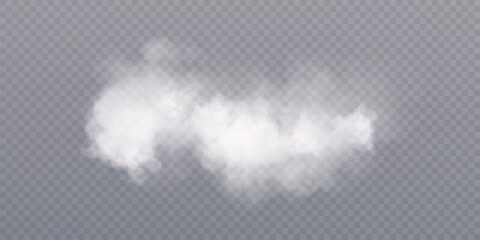 A realistic white smoke effect with soft transparency and smooth dispersion on a transparent background. Ideal for atmospheric compositions, weather designs, and steam-based image elements.