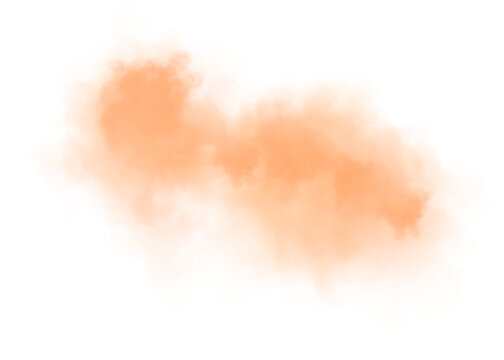 A soft orange dust cloud with smooth dispersion and slight transparency on a white background. Steam, smoke, and sandstorm effects. Vector illustration on a white background.
