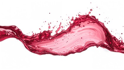 Isolated splash of red fruit liquid with swirling droplets and splatters