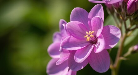 Fototapeta premium Close-up of vibrant pink flowers, soft blur