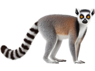 Obraz premium Realistic lemur isolated on transparent background, symbolizing wildlife and exotic nature..