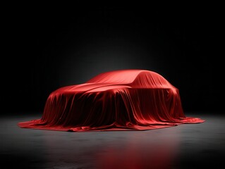 A sleek silhouette veiled under dramatic red fabric, hints at the innovation it conceals below.