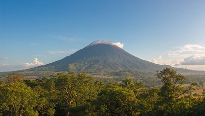 Fototapeta premium Active volcano named Mount Merapi in Java, erosion risk