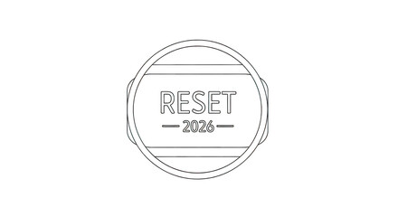 Minimalist 2026 reset button on transparent background