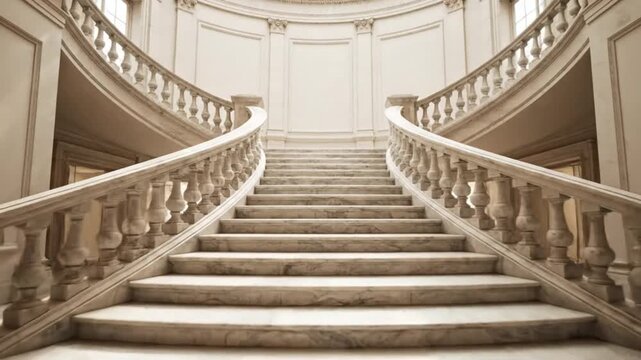Elegant marble staircase with grand balustrades in a classic architectural setting