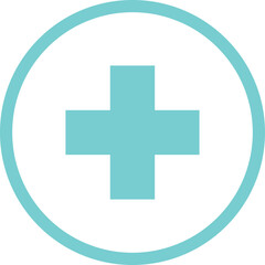 Teal Medical Cross Symbol Inside Circle on Transparent Background Healthcare Concept and Medical...
