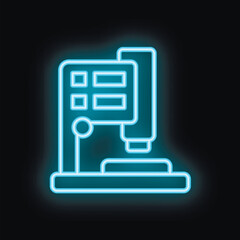 Blue neon sign of a coffee machine brewing a cup of coffee, perfect for coffee shop advertising