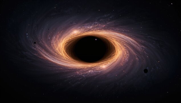 Black hole surrounded by an accretion disk, cosmic phenomenon with intense gravitational pull