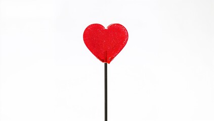 A red heart-shaped lollipop on a white background, symbol of affection for Valentine's Day