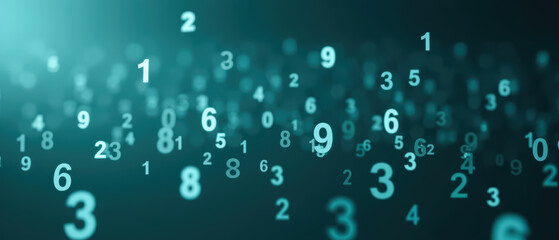 Floating numbers create mesmerizing digital atmosphere, representing data and technology in captivating way
