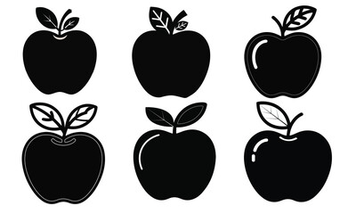 Apple food Vector Silhouette Clipart Icon design
