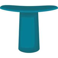 Teal Pedestal Table With Round Top And Cylindrical Base Isolated On White Background Studio Shot