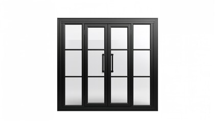 Black metallic window and door frame arrangement, suitable for design projects