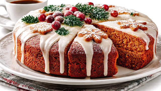 Gateau de No&euml;l avec decoration festive