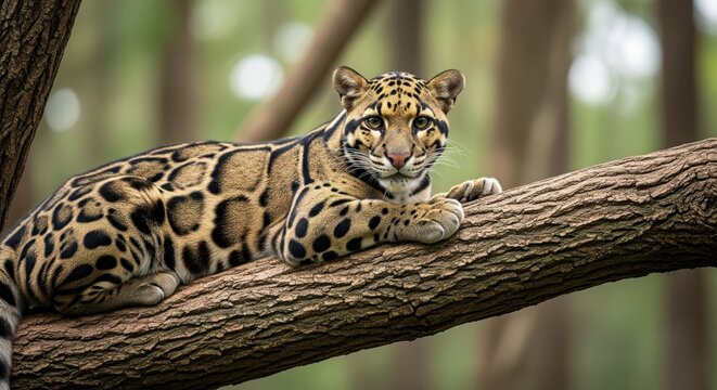 Clouded Leopard resting in a tree