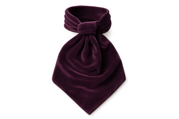 Purple velvet ascot tying a formal knot, elegant neckwear accessory for vintage fashion and style