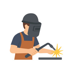 A cartoon welder is performing a welding operation.