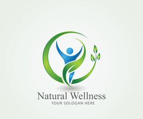 Natural Wellness Leaf Logo — Eco Health, Spa, and Organic Lifestyle Design 