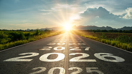 Happy new year 2026,2026 symbolizes the start of the new year.word 2026,2025,2027 written on the...
