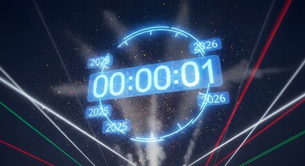 Digital Countdown Clock to New Year 2026