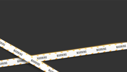 Realistic warning background with crossed yellow and white caution tapes on dark backdrop. Perfect for danger alerts, restricted area signs, security warnings, or maintenance banners