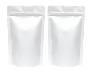 Paper pouch packaging mockup isolated on transparent background