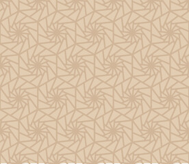 Seamless Beige Swirl Geometric Pattern Vector. Monochromatic Abstract Spiral Background.