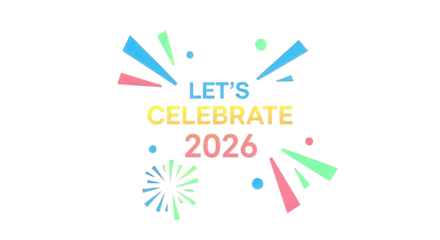 Festive confetti New Year 2026 scene on transparent background