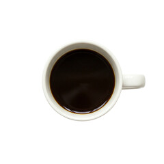 Coffee Mug Top View - Hot Black Beverage on Dark Background