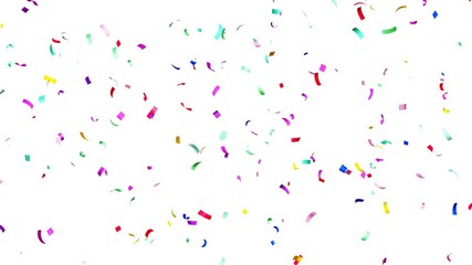 Confetti celebratory explosion white background. Confetti falling party effect overlay, explosion of gold confetti. confetti celebration, birthday party, anniversary party. 3D render confetti rain. - Powered by Adobe