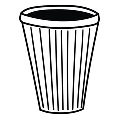 Hand-drawn doodle of an empty paper cup on a white background.