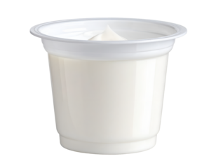 Plastic yogurt cup mockup isolated on transparent background