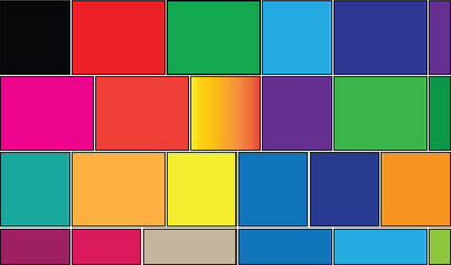 Varied rounded rectangles fill the frame with bright, contrasting colors against a white backdrop