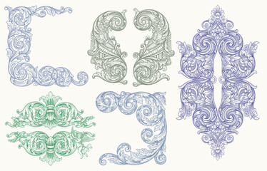 Vintage Decorations Elements. Flourishes Calligraphic Ornaments and Frames with place for your text. Decorative swirls or scrolls, vintage frames , flourishes, labels and dividers. Retro Style