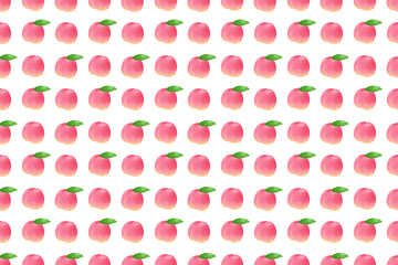 Peach seamless pattern. Pink fruits decor for wrapping paper, textile prints, banners, backgrounds.