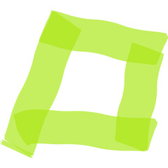 Abstract Geometric Shape in Bright Green Hand Drawn Style on Transparent Background Simple Outline...