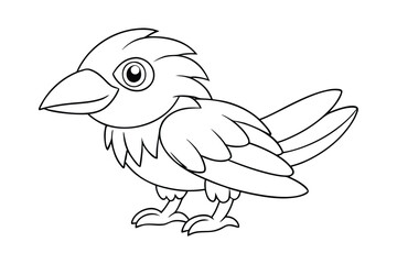 Cute cartoon bird, outline vector illustration